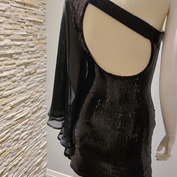 Bebe Sequin One Shoulder Party Dress. - Picture 8 of 10